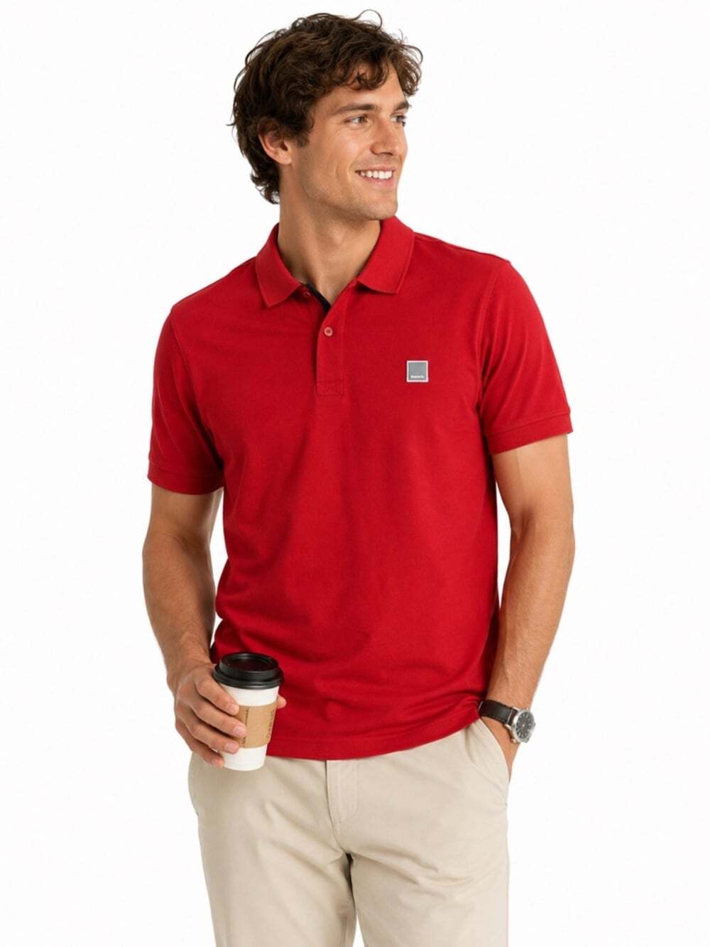 BENCH Men’s Size Medium Red Short Sleeved Preppy Polo Casual Relaxed Gol…